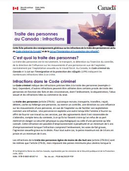 Fiche d'information - Traite des personnes au Canada : infractions