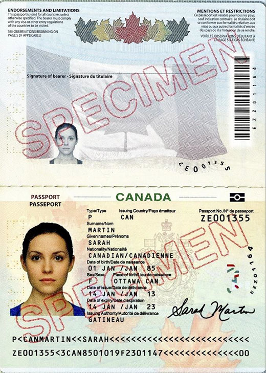 passport biometric and signature page
